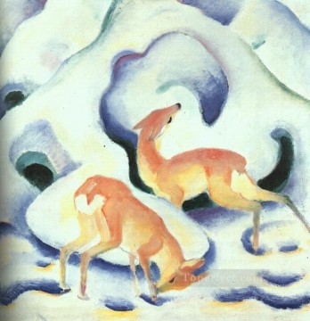 雪の中の鹿の表現主義 Oil Paintings